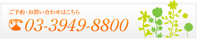 ご予約・お問合せはTEL03-3949-8800